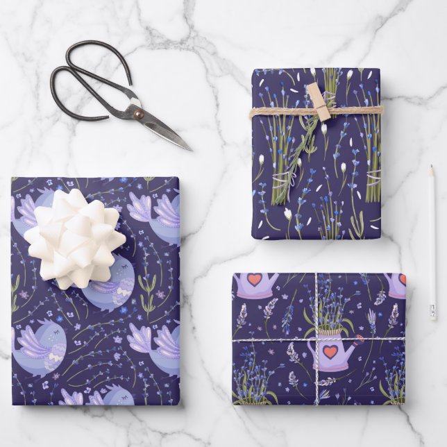 Hoja De Papel De Regalo Lavanda púrpura de bonito (Anverso)