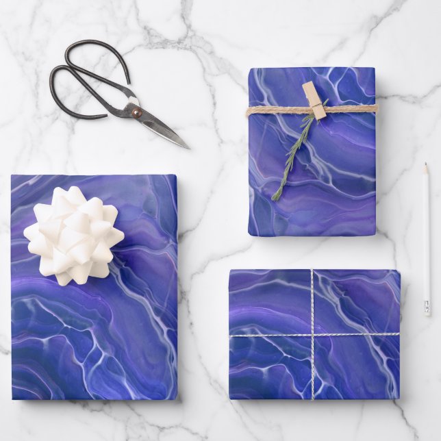 Hoja De Papel De Regalo Lavender Marble azul Acrílico Resumen (Anverso)