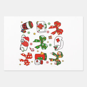 Hoja De Papel De Regalo Lazo Coquette Enfermera Navidad Enfermería Feliz N