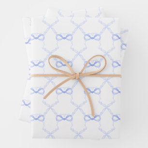 Hoja De Papel De Regalo Lazos Azules de Acuarela