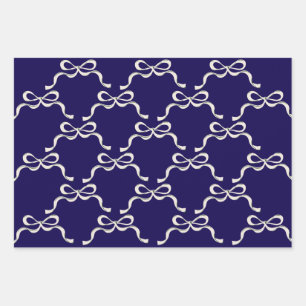 Hoja De Papel De Regalo Lazos azules de Navidad clásica