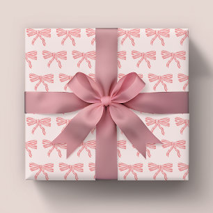 Hoja De Papel De Regalo Lazos de rayas rosadas y rojas coquette