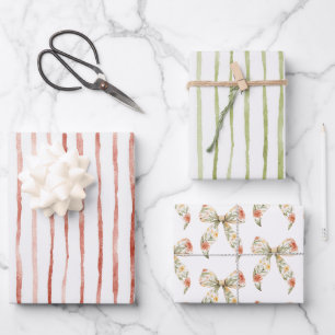 Hoja De Papel De Regalo Lazos Florales Rojos Cumpleaños