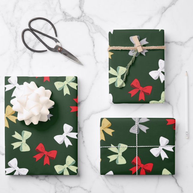 Hoja De Papel De Regalo Lazos Navideños (Anverso)