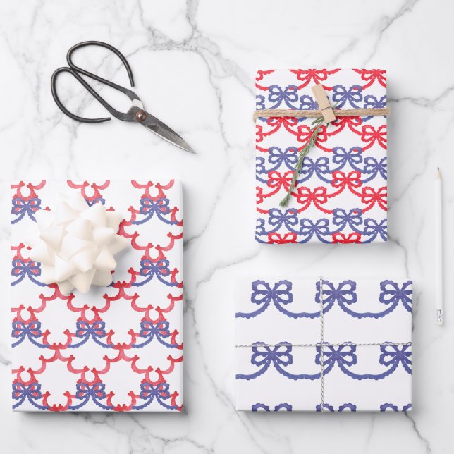 Hoja De Papel De Regalo Lazos Patrióticos de Acuarela (Anverso)
