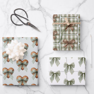 Hoja De Papel De Regalo Lazos Verdes Escoceses Regalos Corazones de Madera