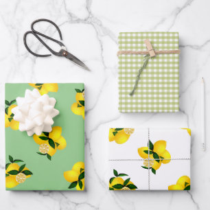 Hoja De Papel De Regalo Lemon Green Gingham