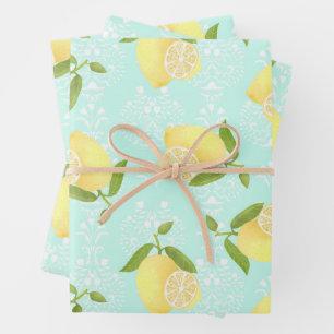 Hoja De Papel De Regalo Lemon Motif Love blue