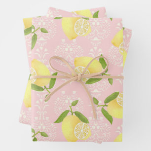 Hoja De Papel De Regalo Lemon Motif Love Peach