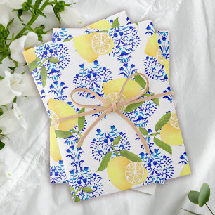 Hoja De Papel De Regalo Lemon Motif Love White