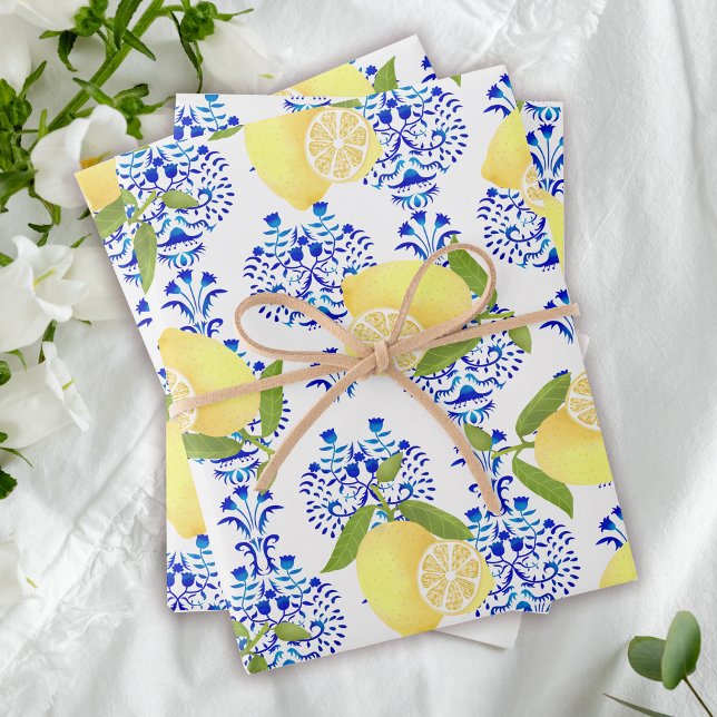 Hoja De Papel De Regalo Lemon Motif Love White (Lemon wrapping for the summer.)