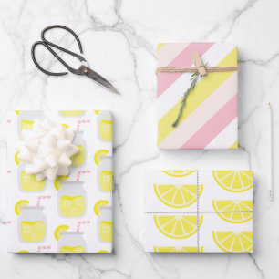 Hoja De Papel De Regalo Lemonade Stripes Lemon Gift