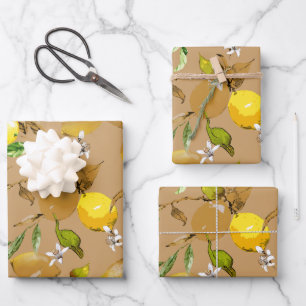 Hoja De Papel De Regalo Lemones acuarelas 32