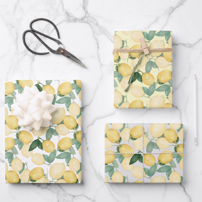 Hoja De Papel De Regalo Lemones elegantes (Anverso)