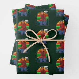 Hoja De Papel De Regalo Leñador Bigfoot Con Hacha Sasquatch Forester Diver
