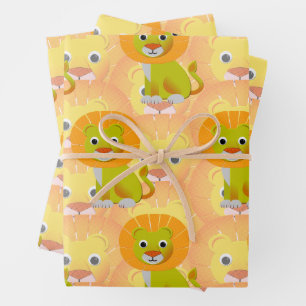 Hoja De Papel De Regalo León de bebé lindo por todo el patrón de impresión