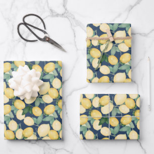 Hoja De Papel De Regalo Leones elegantes en azul marino