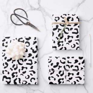 Hoja De Papel De Regalo Leopard Print, Leopard Spots, Negro Y Blanco