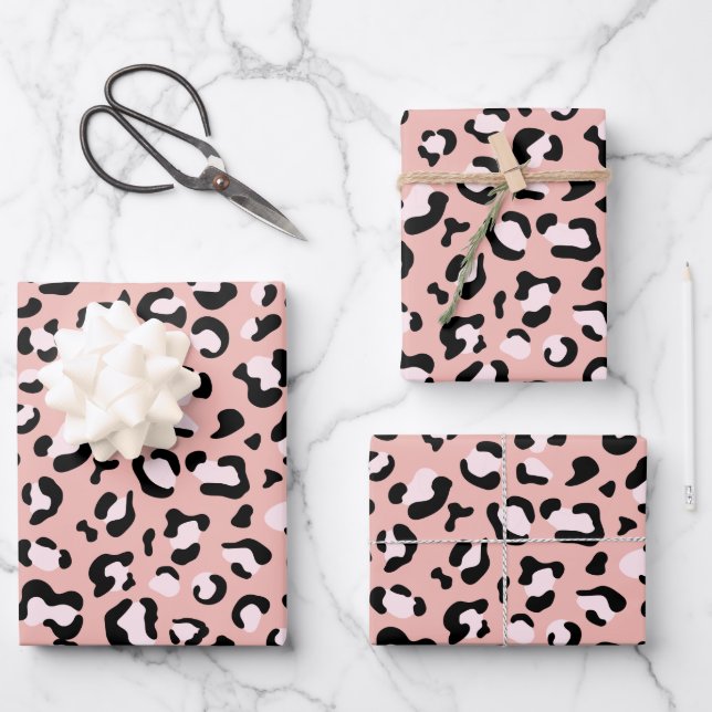 Hoja De Papel De Regalo Leopard Print, Leopard Spots, Pink Leopard (Anverso)