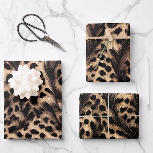 Hoja De Papel De Regalo Leoparden Geschenkpapier Set (Anverso)