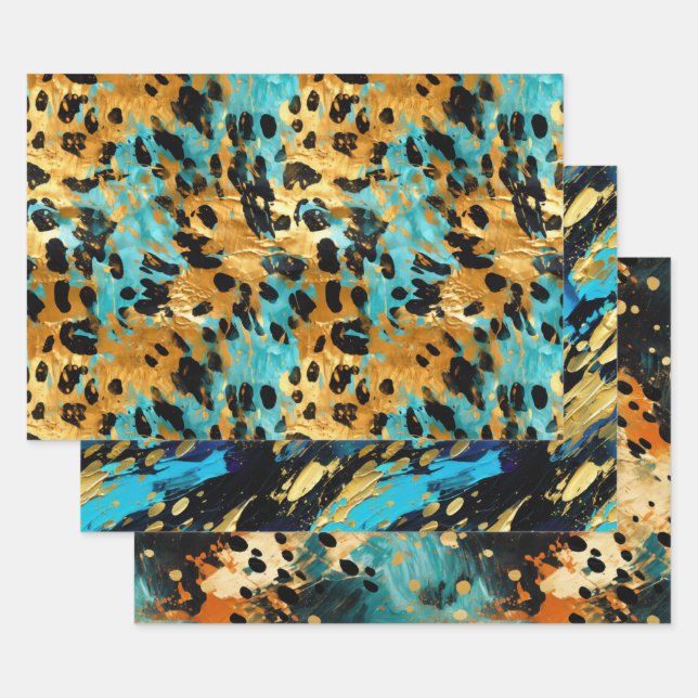 Hoja De Papel De Regalo Leopardo de Aqua Gold de Guay (Set)