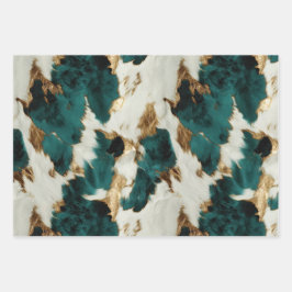 Hoja De Papel De Regalo Leopardo de oro blanco verde