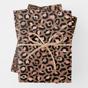 Hoja De Papel De Regalo Leopardo marrón rosado