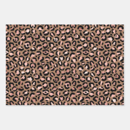 Hoja De Papel De Regalo Leopardo marrón rosado
