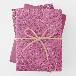 Hoja De Papel De Regalo Leopardo Purpurina rosado