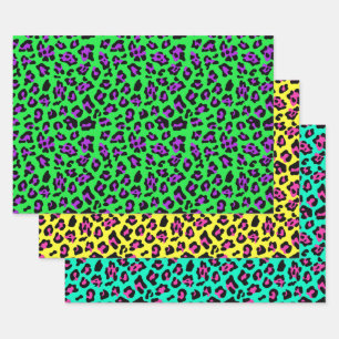 Hoja De Papel De Regalo Leopardo Verde azulado amarillo verde