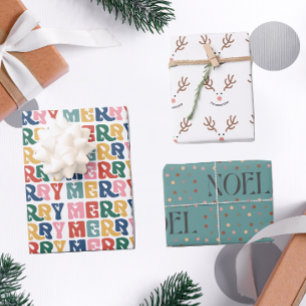 Hoja De Papel De Regalo Letra retro burbuja Personalizado de Navidades de 