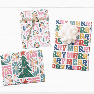 Hoja De Papel De Regalo Letra retro burbuja y dobla a los niños Navidades