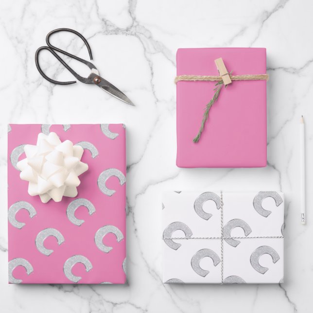 Hoja De Papel De Regalo Letra rosa C (Anverso)