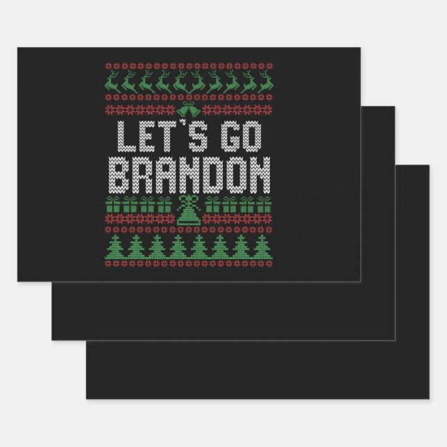 Hoja De Papel De Regalo Let's Go Brandon Funny Ugly Christmas Sweater (Set)