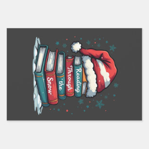 Hoja De Papel De Regalo Leyendo a través de la nieve leyendo a los enamora