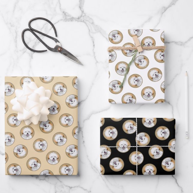 Hoja De Papel De Regalo Lhasa Apso Pintando Cute Original Dog Art (Anverso)