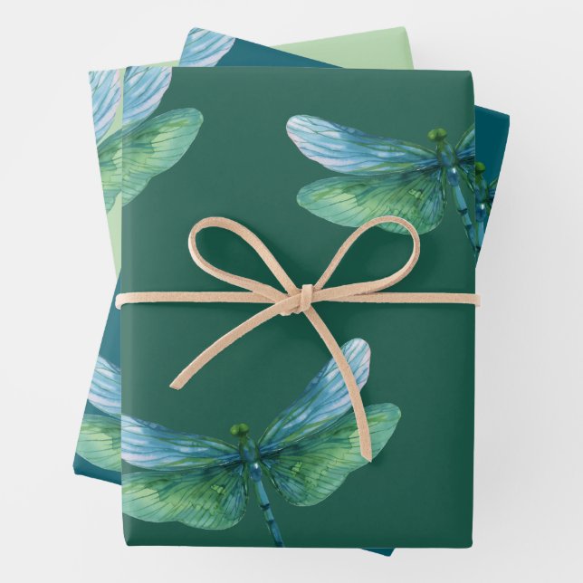 Hoja De Papel De Regalo Libélula verde (In situ)