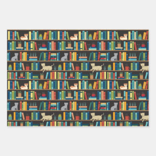 Hoja De Papel De Regalo Librería de autor bibliotecario de lectura de gat