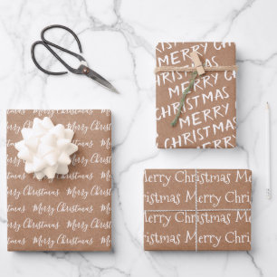 Hoja De Papel De Regalo Libro blanco "Feliz Navidad" Kraft