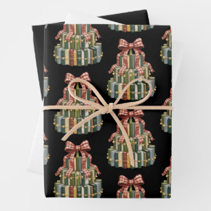 Hoja De Papel De Regalo Libro de Navidad Árbol Libro Maestro Lectura Bibli