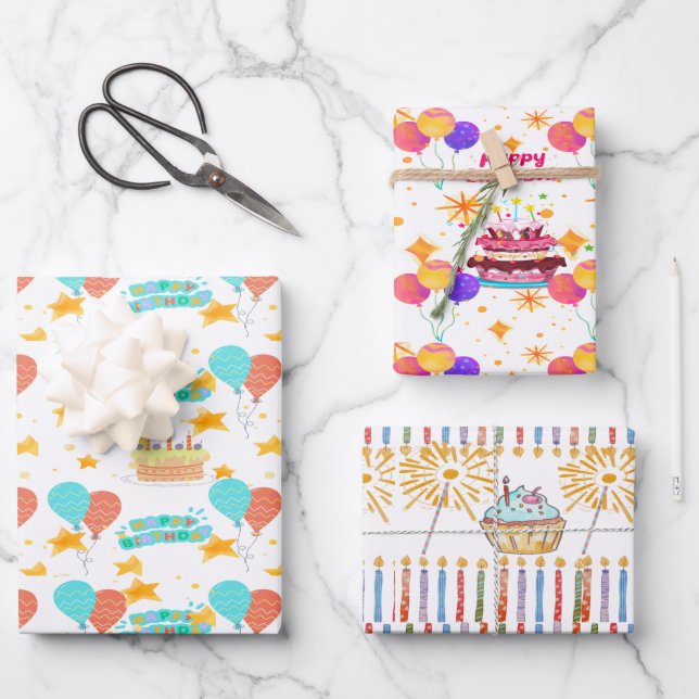 Hoja De Papel De Regalo Libro feliz de cumpleaños (Anverso)