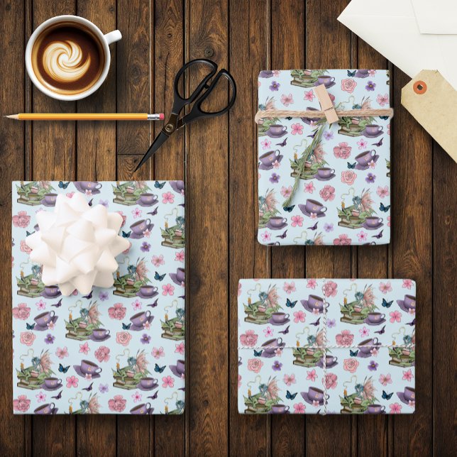 Hoja De Papel De Regalo Libros de Dragón Hada Té Amistad  (Subido por el creador)