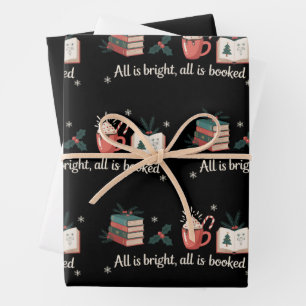 Hoja De Papel De Regalo Libros de Navidad Amante de los Libros Lectores Fi