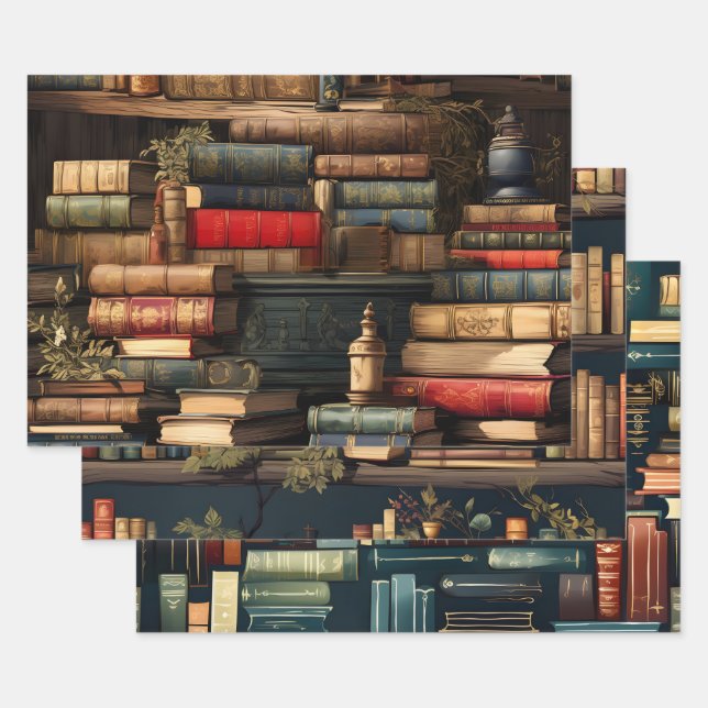 Hoja De Papel De Regalo Libros Y Plantas (Set)