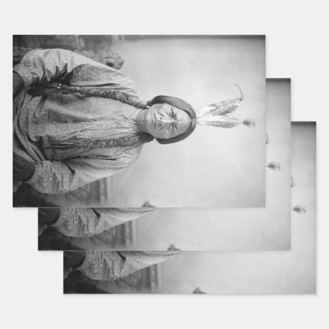 Hoja De Papel De Regalo Líder lakota sacudiendo a indígenas norteamericano (Set)