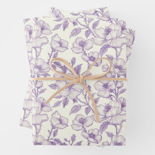 Hoja De Papel De Regalo Lila claro Chinoiserie Floral