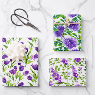 Hoja De Papel De Regalo Lilac vibrante y floral púrpura