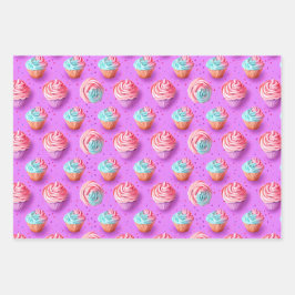 Hoja De Papel De Regalo Liliaco colorido, pastel azul y rosado de juego