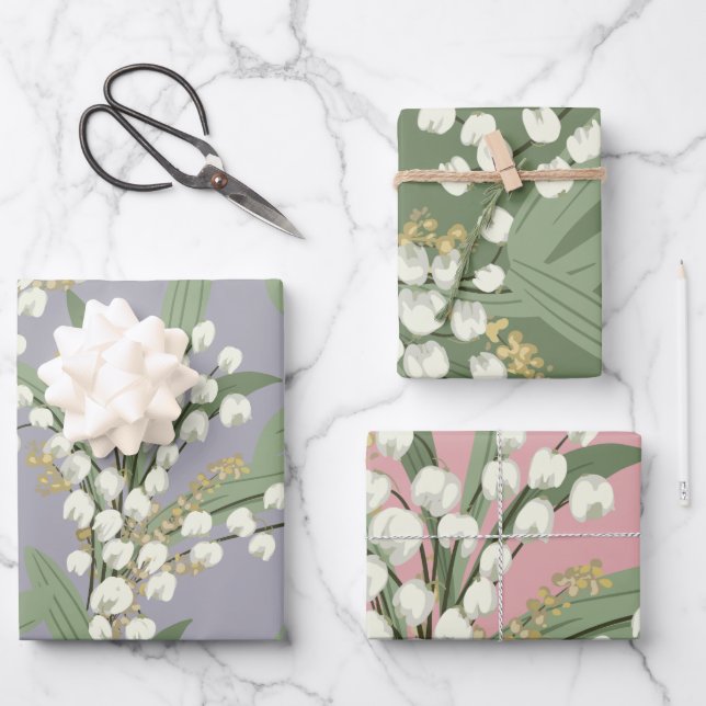 Hoja De Papel De Regalo Lily del valle Floral (Anverso)