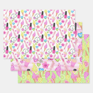 Hoja De Papel De Regalo Lima Rosa de Labial de Verano Femenino